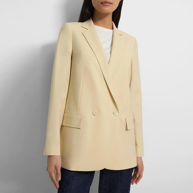 Theory Beige Double Breasted Wool Blend Jacket