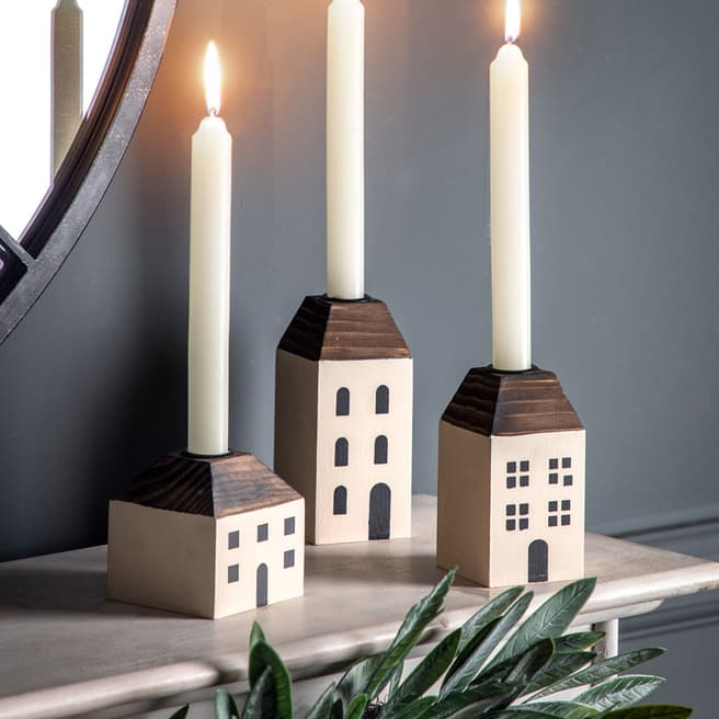Gallery Living Set of 3 House Candlestick