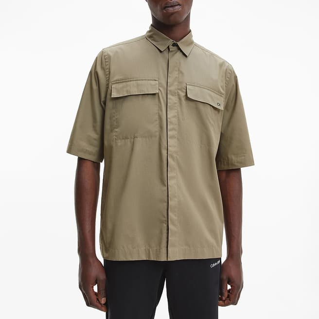 Calvin Klein Khaki Utility Style Short Sleeve Shirt