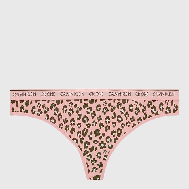 Calvin Klein Pink Plus Animal Print Cotton Blend Thong