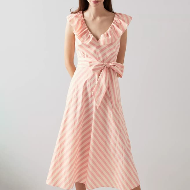 L K Bennett Pink Shenyu Stripe Silk Dress
