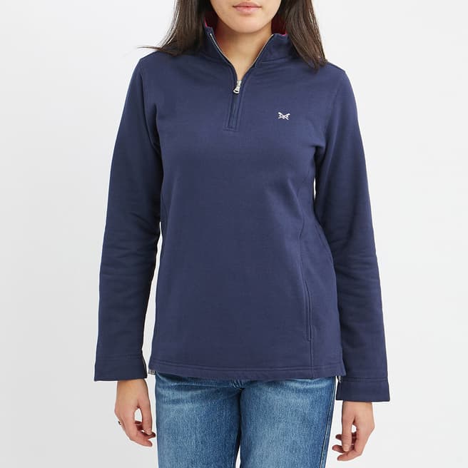 Crew Clothing Navy 1/2 Zip Cotton Sweatshirt