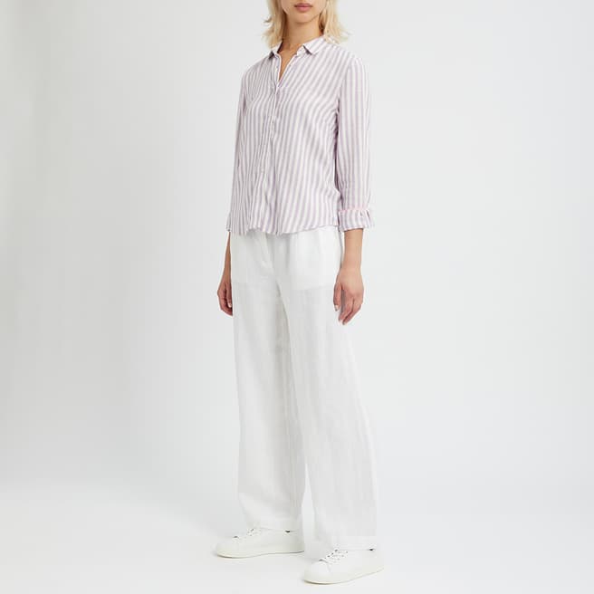 Crew Clothing Lilac/Ivory Striped Linen Shirt