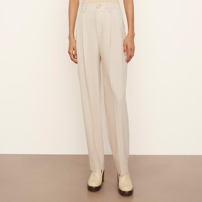 Vince Off White Tapered Wool Trousers