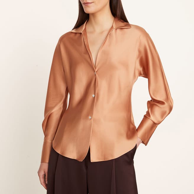 Vince Sand Silk Collared Blouse