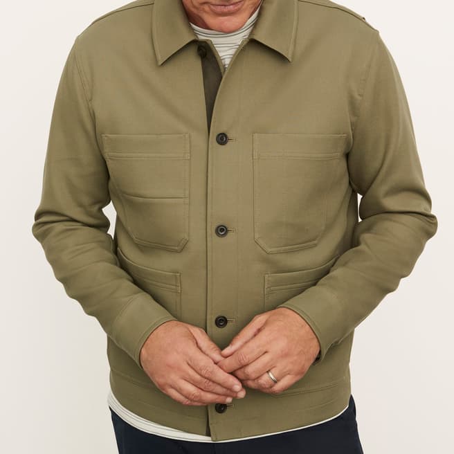 Vince Khaki Button Through Cotton Jacket