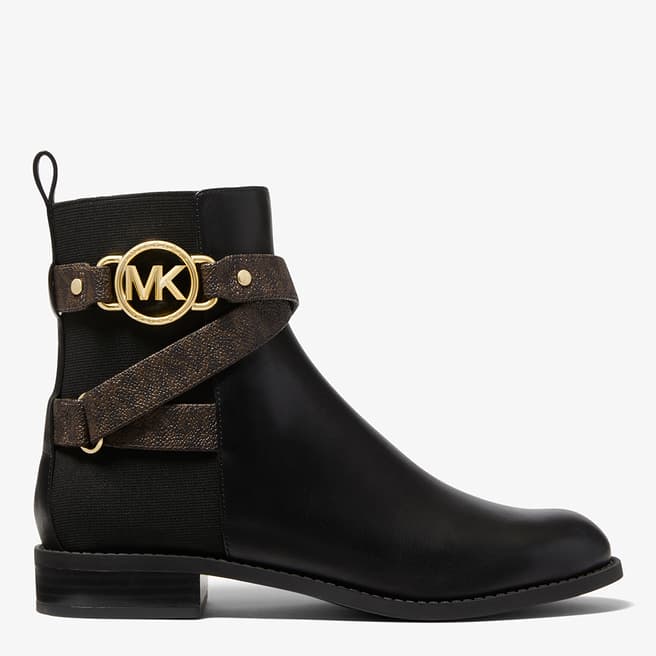 Michael Kors Black Rory branded-strap ankle boots