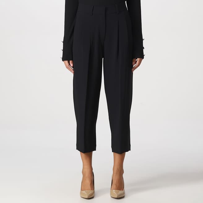 Michael Kors Black Pleated Cropped Tailored Trouser