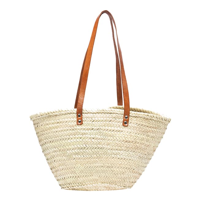 N°· Eleven Natural / Tan Straw Basket Shoulder Tote Bag