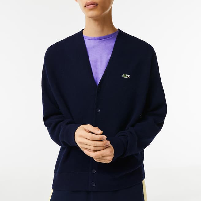 Lacoste Navy Relaxed Button Up Cardigan