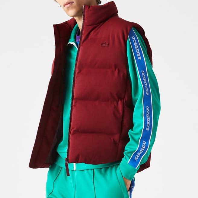 Lacoste Burgundy Quilted Gilet
