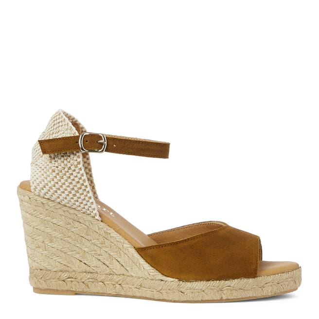 Paseart Brown Suede Espadrille Wedge Sandals
