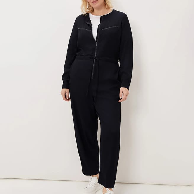 Phase Eight Navy Duna Zip Front Jumpsuit