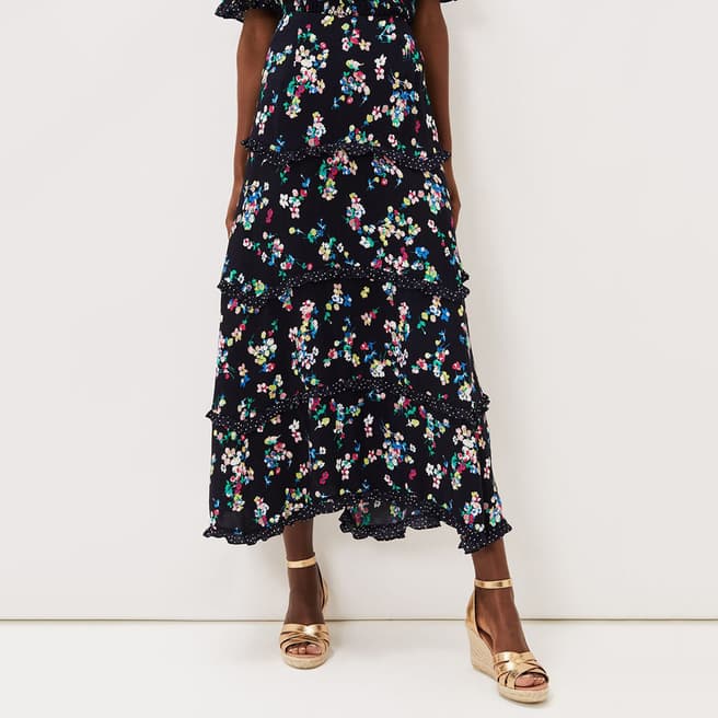Phase Eight Black Hudson Tiered Floral Skirt