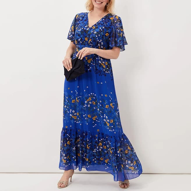 Phase Eight Blue Georgie Tiered Maxi Dress
