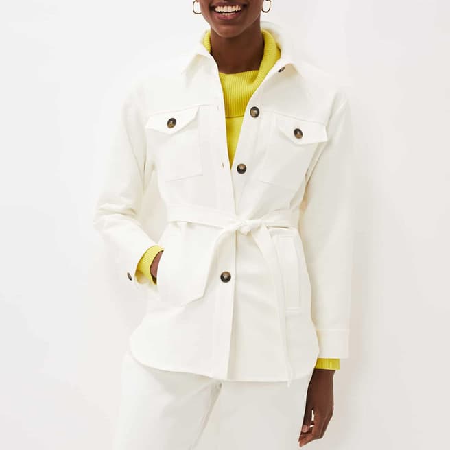 Phase Eight White Ivie Belted Cotton Blend Shacket