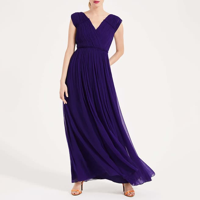 Phase Eight Purple Marion Crinkle Maxi Dress
