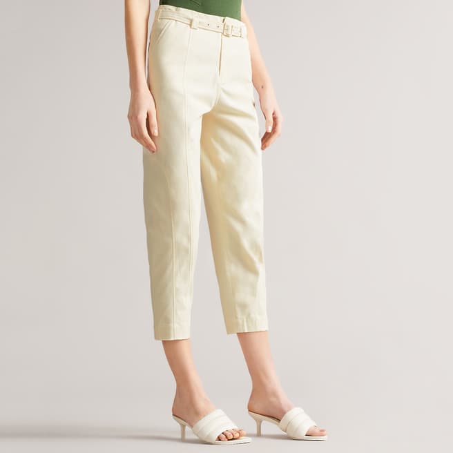 Ted Baker White Nysse Panelled Cotton Stretch Trousers