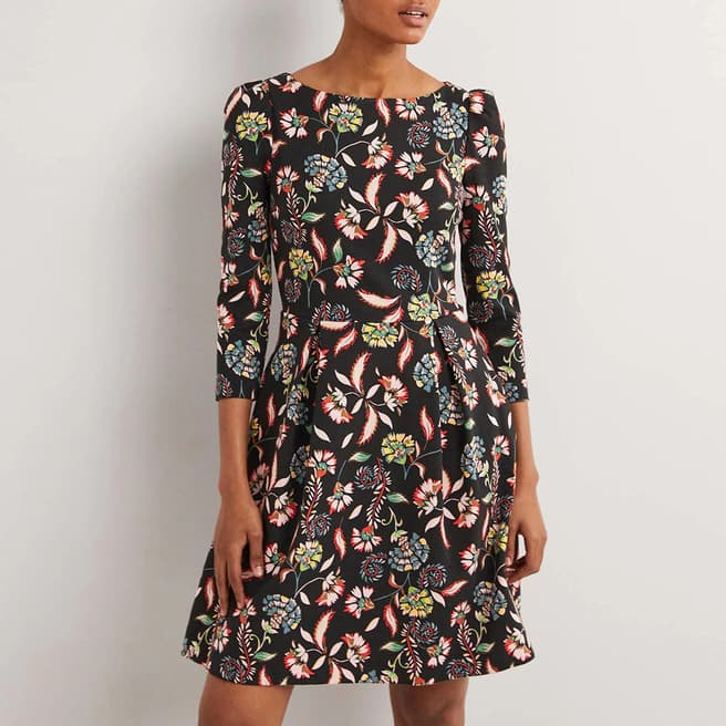 Boden Black Fit And Flare Jersey Dress