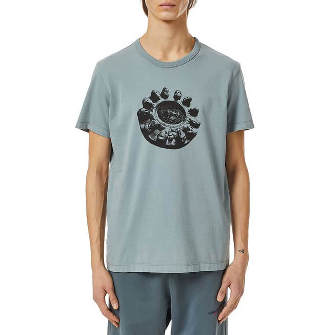 Diesel Grey Diegor Graphic Cotton T-Shirt