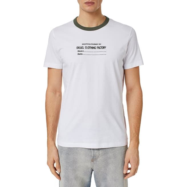 Diesel White Diegor Chest Logo Cotton T-Shirt