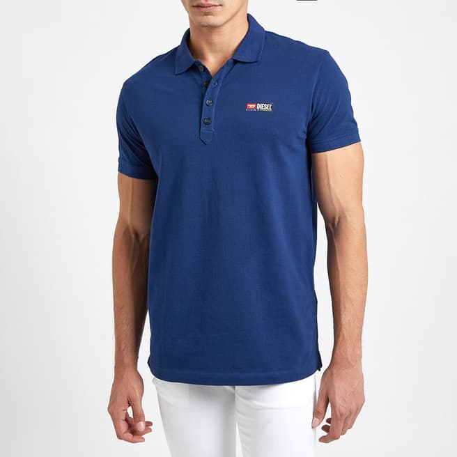 Diesel Blue T-Weet-Split Cotton Polo Shirt