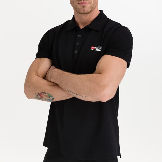 Diesel Black T-Weet-Split Cotton Polo Shirt