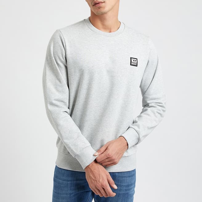 Diesel Grey Melange S-Girk Cotton Blend Sweatshirt