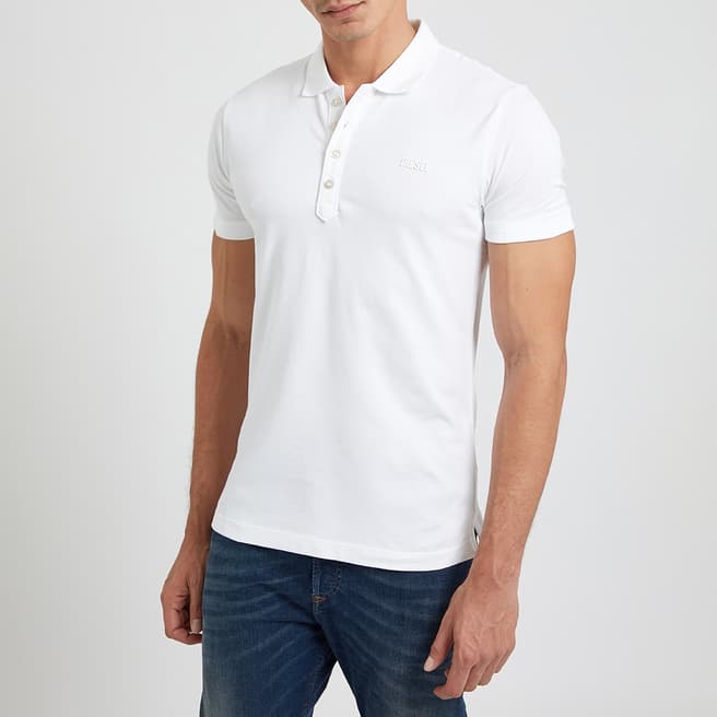 Diesel White T-Heal Cotton Blend Polo Shirt