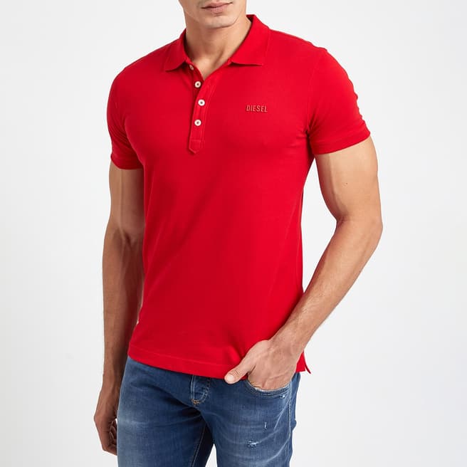 Diesel Racing Red T-Heal Cotton Blend Polo Shirt