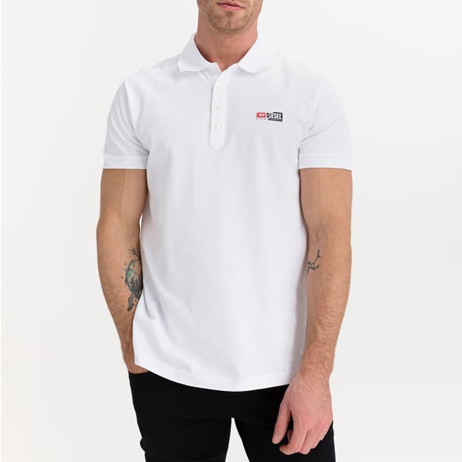 Diesel White T-Weet-Split Cotton Polo Shirt