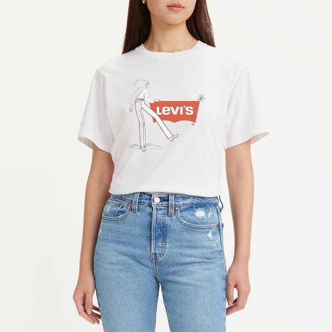 Levi's White Graphic Print Cotton T-Shirt