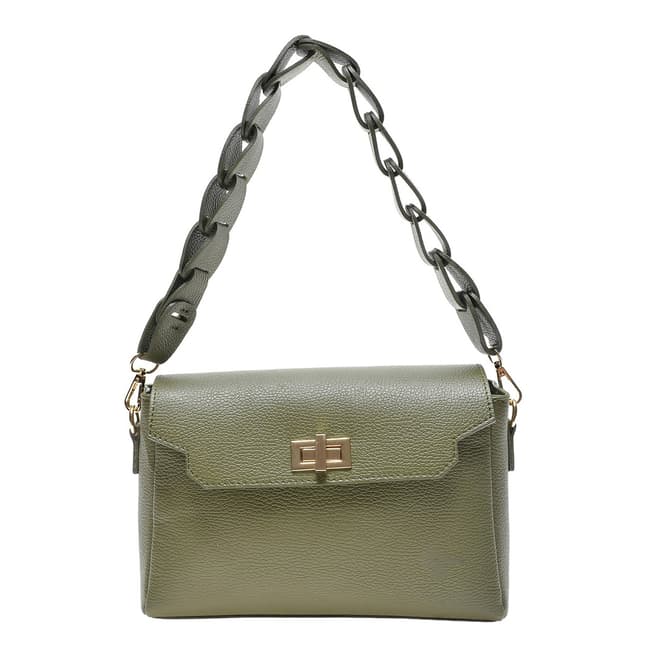 Roberta M Green Leather Gold Clasp Closure Handbag
