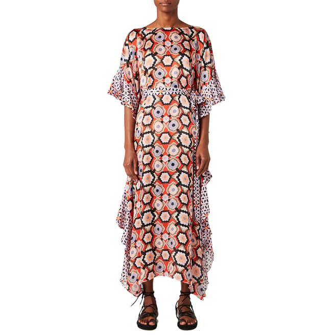 Temperley London Multi Crochet Print Silk Kaftan Dress