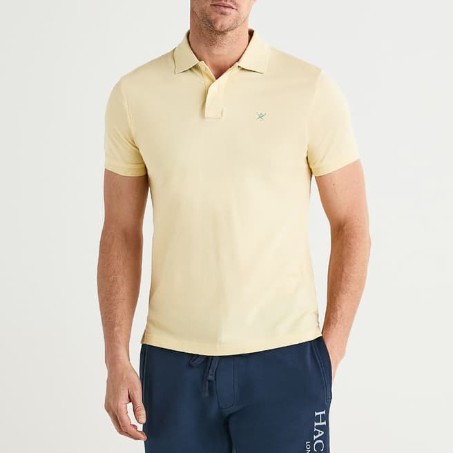 Hackett London Pale Yellow Contrast Collar Cotton Polo Shirt