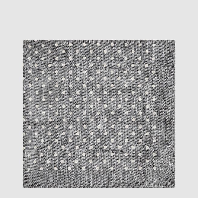 Reiss Grey Orbit Polka Dot Silk Pocket Square