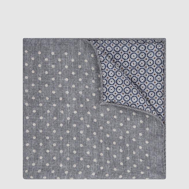 Reiss Grey Winkle Reversible Silk Pocket Square