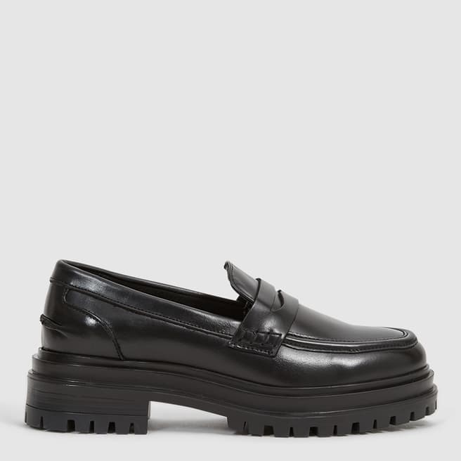 Reiss Black Cameron Chunky Leather Brogues