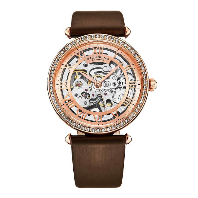 Stuhrling Women's Rose Gold/Brown Automatic Watch 38mm