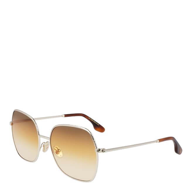 Victoria Beckham Gold Brown Orange Square Sunglasses