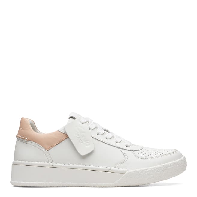 Clarks White And Blush CraftCup Run Leather Trainers
