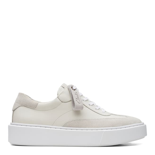 Clarks White Leather Hero Lite Lo Trainers