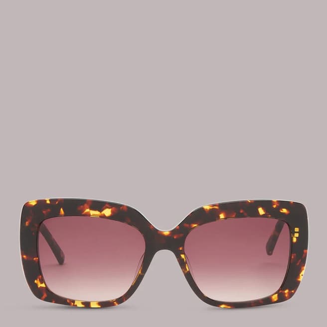 WHISTLES Brown Ashlie Square Tort Sunglasses