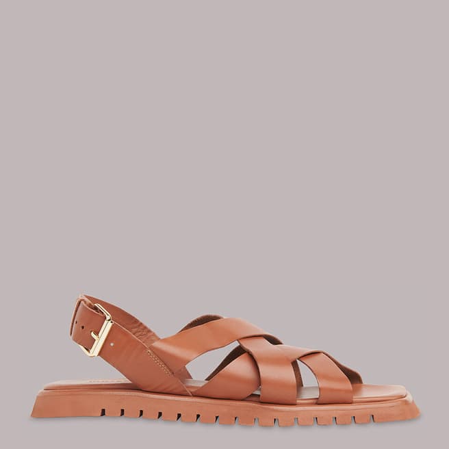 WHISTLES Tan Ren Woven Leather Sandals