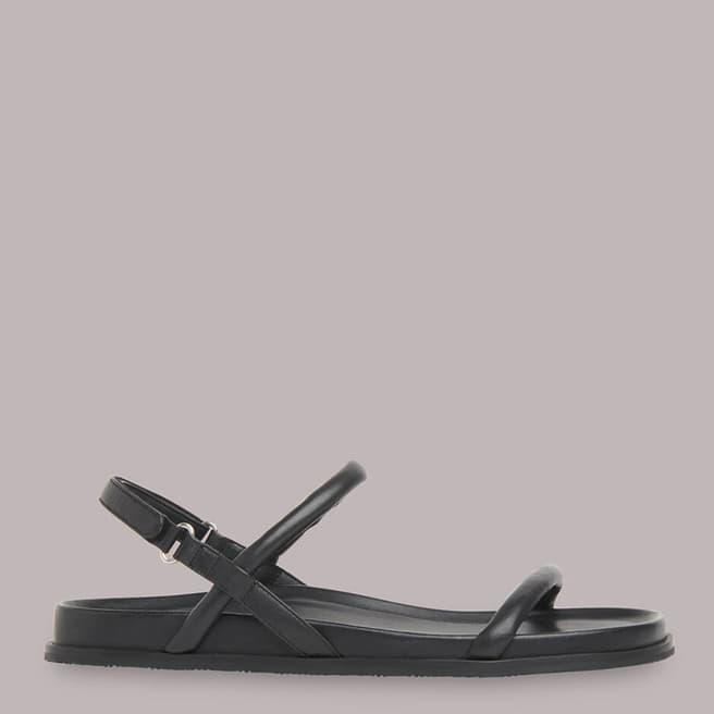 WHISTLES Black Shelby Padded Leather Sandals