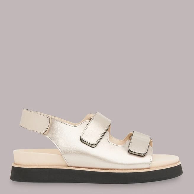 WHISTLES Silver Rocco Velcro Leather Sandals