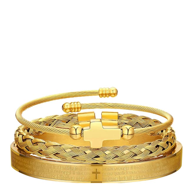 Stephen Oliver 18K Gold Cross Bracelet Set