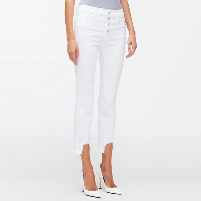 7 For All Mankind White Straight Cropped Stretch Jeans