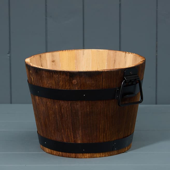 The Satchville Gift Company Burntwood Barrel Planter
