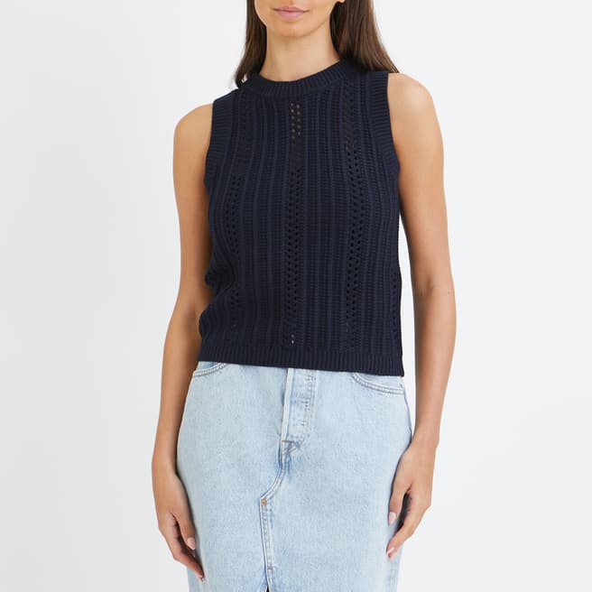 N°· Eleven Navy Cashmere Blend Sleeveless Knit Top